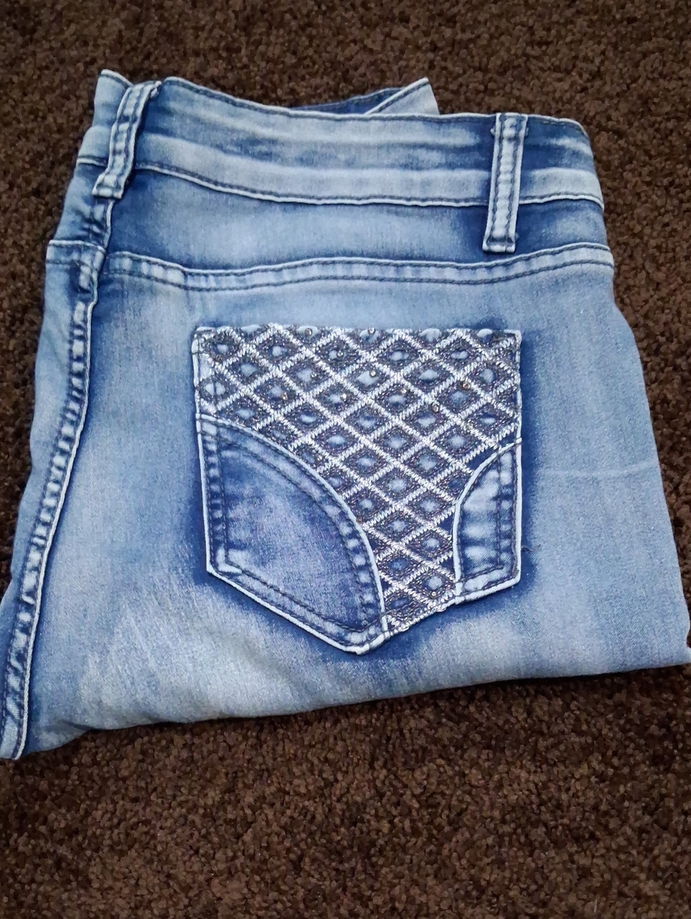 Stylish BAMBOO Women's Blue Embellished Pocket Jeans Sz11/12 L31